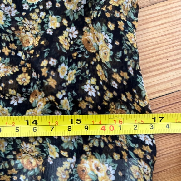 Sézane Irena Black Yellow Floral Ruffle Short Sleeve Blouse FR 34 - Picture 7 of 7